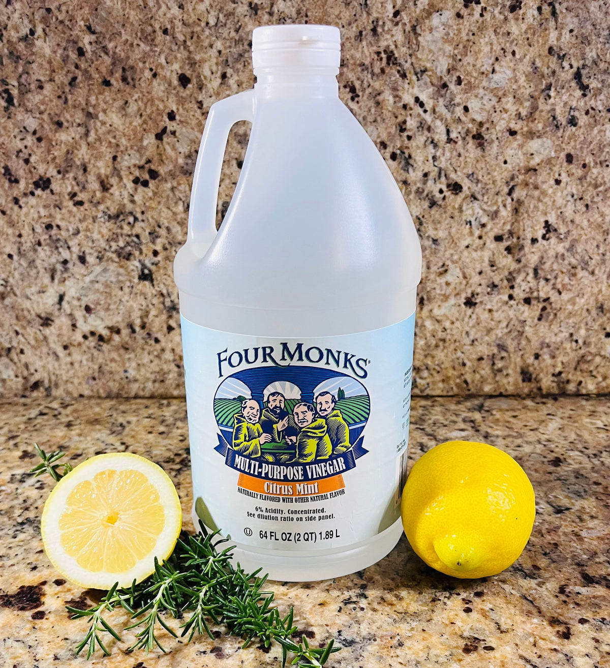 FOUR MONKS CITRUS Mint Cleaning Vinegar-General Purpose Cleaner-Whiten/Soften Laundry-Laundry Booster-Distilled