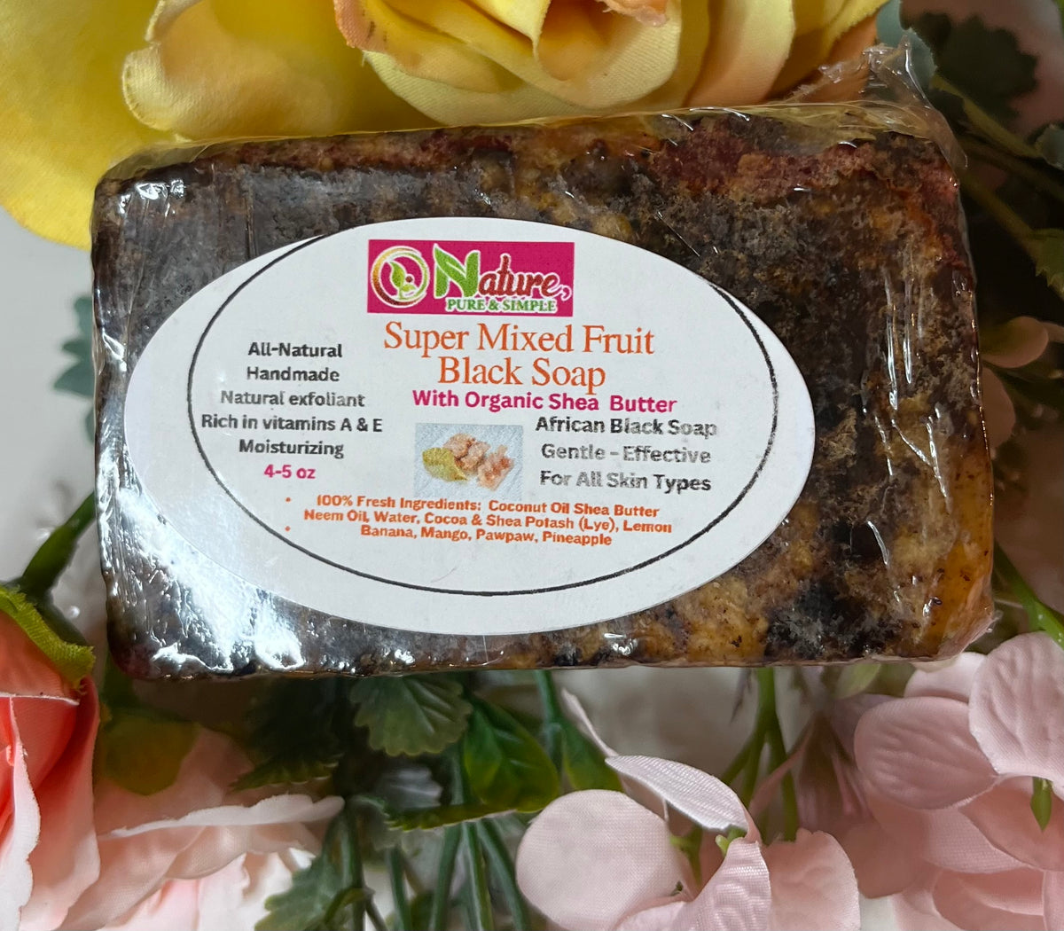 SUPER Mixed Fruit Black Soap, Detoxifying & Exfoliating Soap, Moisturizing Bar Soap