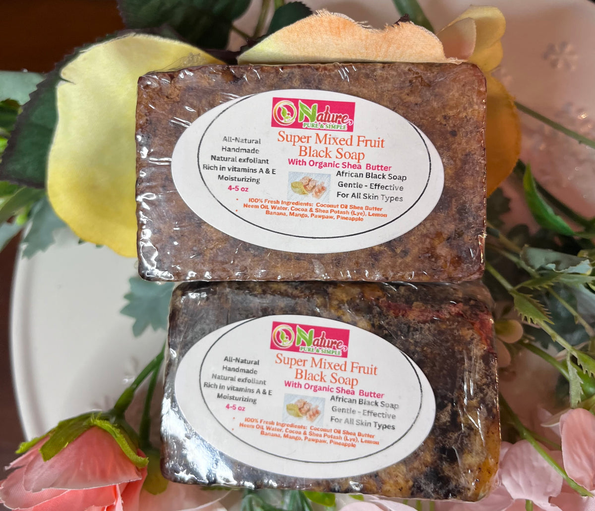 SUPER Mixed Fruit Black Soap, Detoxifying & Exfoliating Soap, Moisturizing Bar Soap